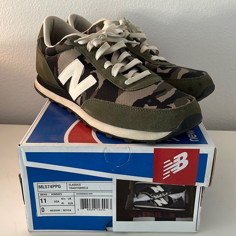 NEW BALANCE MENS CLASSIC SIZE 12 CAMO GREEN